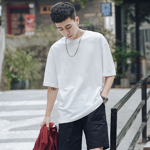歐瑾(oujin)夏季凈面t恤短袖t恤男地推便宜地攤批發(fā)衣服五分袖t恤班服